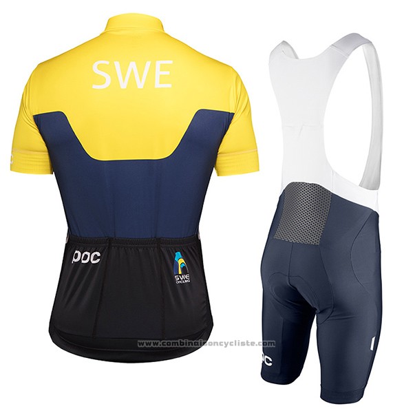 2017 Maillot Cyclisme Suede Jaune et Bleu Manches Courtes et Cuissard